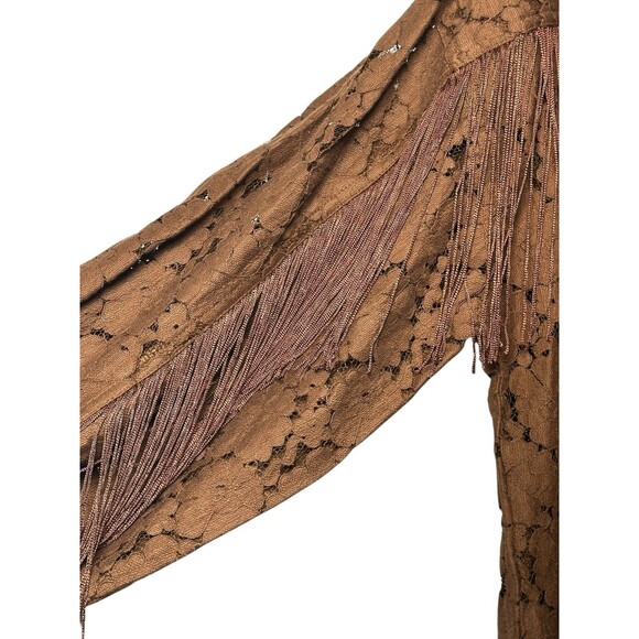 Shyanne Button Up Lace Brown Fringe‎ Western Shirt Sz XS - Picture 3 of 7